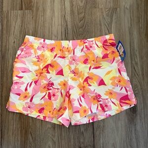Columbia Women's Tropical Floral Athletic Shorts - Pink, Yellow, White